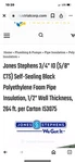 Jones Stephens 3/4 (5/8 Cts) Self Sealing Black Insulation 1/2 Wall Thickness. Fixed Price $159.99.