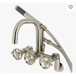 Kingston Brass Belknap Three Handle Clawfoot Tub Faucet Brushed Nickel Wall Moun. Fixed Price $599.00.