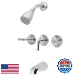 Kingston Brass KB231 Tub Shower Faucet With 3-MAGELLAN Handles, Pol. Fixed Price $173.68.