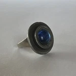 Vintage Bent Larsen Ring Silver Tone Denmark Blue Cabochon Pewter Adjustable. Fixed Price $34.95.