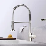 Spring Brushed Nickel Kitchen Faucet Deck Mounted Mixer Tap 360 Degree Rotation. Fixed Price $54.99.