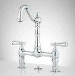 Signature Hardware Bridge Faucet With Lever Handles Pop-up Drain, Chrome. Fixed Price $198.50.