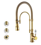 Classical High Arc Single Handle Spring Kitchen Sink Faucet Pull Down Brass Gold. Fixed Price $149.00.