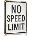 No Speed Limit Car Wall Decor For Boys Small Signage, White And Black. Fixed Price $21.82.