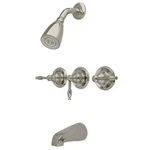 Kingston Brass KB238KL Tub Shower Faucet With Three Lever Handle, Brushed. Fixed Price $83.11.