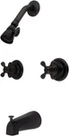 Kingston Brass KB245AX Twin Handle Tub Shower Faucet With Decor Cross. Fixed Price $155.97.